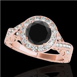 1.75 ctw Certified VS Black Diamond Solitaire Halo Ring 10k Rose Gold - REF-61N4F