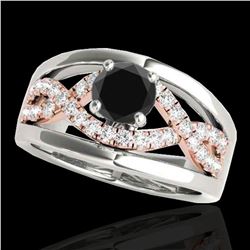 1.3 ctw Certified VS Black Diamond Solitaire Ring 10k 2Tone Gold - REF-65F5M