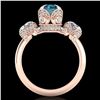 Image 3 : 3 ctw Fancy Intense Blue Diamond Art Deco Ring 18k Rose Gold - REF-418R2K