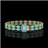 Image 1 : 13.04 ctw Turquoise & Diamond Bracelet 14K Yellow Gold - REF-236F4M