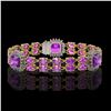 Image 1 : 16.25 ctw Amethyst & Diamond Bracelet 14K Yellow Gold - REF-263W6H