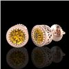 Image 2 : 1.09 ctw Intense Fancy Yellow Diamond Art Deco Earrings 18k Rose Gold - REF-163W6H