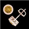 Image 3 : 1.09 ctw Intense Fancy Yellow Diamond Art Deco Earrings 18k Rose Gold - REF-163W6H