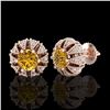 Image 2 : 2.01 ctw Intense Fancy Yellow Diamond Art Deco Earrings 18k Rose Gold - REF-210N9F