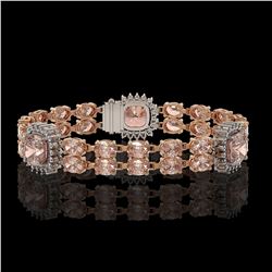 18.59 ctw Morganite & Diamond Bracelet 14K Rose Gold - REF-331Y8X