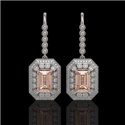 12.1 ctw Morganite & Diamond Victorian Earrings 14K White Gold - REF-410G4W