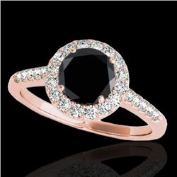 2 ctw Certified VS Black Diamond Solitaire Halo Ring 10k Rose Gold - REF-75W2H