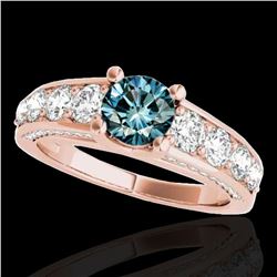 2.55 ctw SI Certified Fancy Blue Diamond Solitaire Ring 10k Rose Gold - REF-190W9H