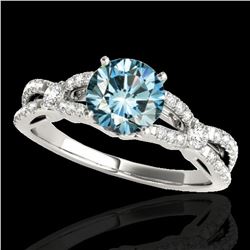 1.35 ctw SI Certified Fancy Blue Diamond Solitaire Ring 10k White Gold - REF-125K5Y