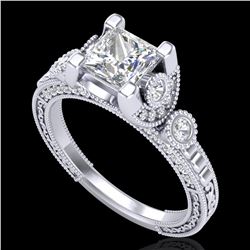 1.75 ctw Princess VS/SI Diamond Art Deco Ring 18k White Gold - REF-445G5W