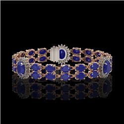 20.99 ctw Sapphire & Diamond Bracelet 14K Rose Gold - REF-250H9R