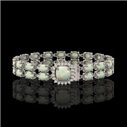 14.41 ctw Opal & Diamond Bracelet 14K White Gold - REF-245M5G