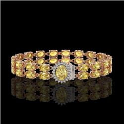14.14 ctw Citrine & Diamond Bracelet 14K Rose Gold - REF-209K3Y