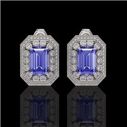 11.25 ctw Tanzanite & Diamond Victorian Earrings 14K White Gold - REF-672F8M