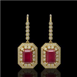 14.16 ctw Certified Ruby & Diamond Victorian Earrings 14K Yellow Gold - REF-318Y2X