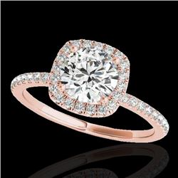 1.25 ctw Certified Diamond Solitaire Halo Ring 10k Rose Gold - REF-177W3H