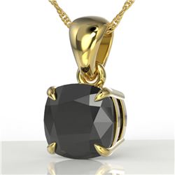 3 ctw Cushion Cut Black Diamond Designer Necklace 18k Yellow Gold - REF-105R5K