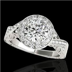 1.75 ctw Certified Diamond Solitaire Halo Ring 10k White Gold - REF-354H5R