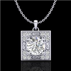 1.02 ctw VS/SI Diamond Solitaire Art Deco Necklace 18k White Gold - REF-200W2H