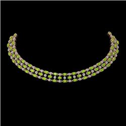 56.93 ctw Peridot & Diamond Necklace 10K Rose Gold - REF-527K3Y