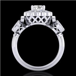 1.5 ctw VS/SI Diamond Solitaire Art Deco 3 Stone Ring 18k White Gold - REF-300H2R