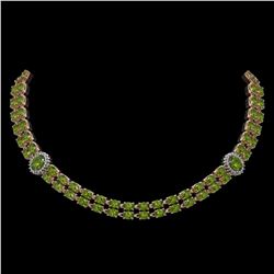 37.23 ctw Tourmaline & Diamond Necklace 14K Rose Gold - REF-527F3M