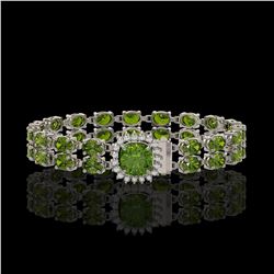 17.35 ctw Tourmaline & Diamond Bracelet 14K White Gold - REF-245H5R