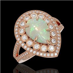 4.19 ctw Certified Opal & Diamond Victorian Ring 14K Rose Gold - REF-148Y2X