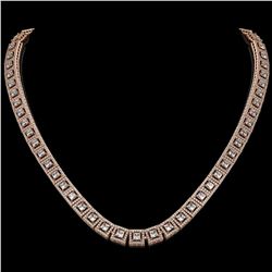 24.4 ctw Princess Cut Diamond Micro Pave Necklace 18K Rose Gold - REF-2083G2W