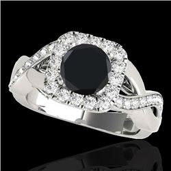 1.65 ctw Certified VS Black Diamond Solitaire Halo Ring 10k White Gold - REF-60M5G