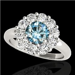 2.85 ctw SI Certified Fancy Blue Diamond Halo Ring 10k White Gold - REF-259G3W