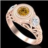 Image 1 : 1.06 ctw Intense Fancy Yellow Diamond Art Deco Ring 18k Rose Gold - REF-154N5F