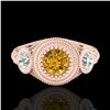 Image 2 : 1.06 ctw Intense Fancy Yellow Diamond Art Deco Ring 18k Rose Gold - REF-154N5F