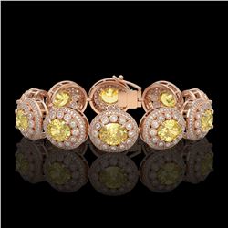 40.37 ctw Canary Citrine & Diamond Victorian Bracelet 14K Rose Gold - REF-1186A4N