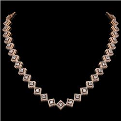 16.4 ctw Princess Cut Diamond Micro Pave Necklace 18K Rose Gold - REF-1402G6W