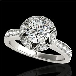 1.5 ctw Certified Diamond Solitaire Halo Ring 10k White Gold - REF-211K4Y