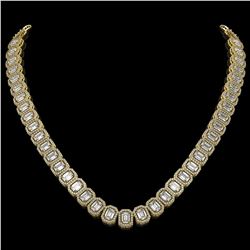 40.3 ctw Emerald Cut Diamond Micro Pave Necklace 18K Yellow Gold - REF-6301R5K