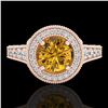 Image 2 : 1.12 ctw Intense Fancy Yellow Diamond Art Deco Ring 18k Rose Gold - REF-167N3F