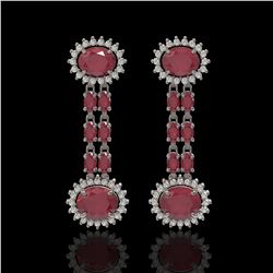 10.23 ctw Ruby & Diamond Earrings 14K White Gold - REF-227R3K
