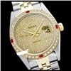 Image 1 : Rolex Ladies Two Tone 14K Gold/SS, Diam Pave Dial & Diam/Ruby Bezel, Sapphire Crystal