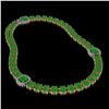 Image 2 : 29.39 ctw Jade & Diamond Necklace 14K Yellow Gold - REF-527H3R