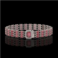 25.49 ctw Tourmaline & Diamond Bracelet 14K White Gold - REF-354W5H
