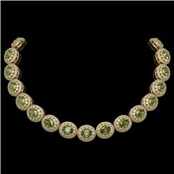 99.35 ctw Tourmaline & Diamond Victorian Necklace 14K Yellow Gold - REF-2947Y8X