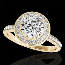 1.65 ctw Certified Diamond Solitaire Halo Ring 10k Yellow Gold - REF-252R3K