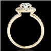 Image 2 : 1.65 ctw Certified Diamond Solitaire Halo Ring 10k Yellow Gold - REF-252R3K