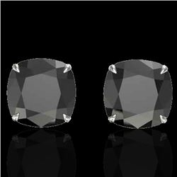 12 ctw Cushion Black Diamond Designer Earrings 18k White Gold - REF-290Y9X