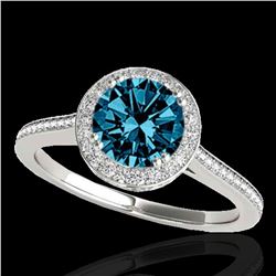 2.03 ctw SI Certified Fancy Blue Diamond Halo Ring 10k White Gold - REF-252R3K