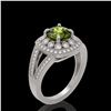 Image 2 : 2.39 ctw Certified Tourmaline & Diamond Victorian Ring 14K White Gold - REF-106H5R