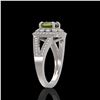 Image 3 : 2.39 ctw Certified Tourmaline & Diamond Victorian Ring 14K White Gold - REF-106H5R