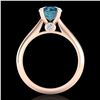 Image 3 : 1.6 ctw Intense Blue Diamond Engagment Art Deco Ring 18k Rose Gold - REF-216M8G